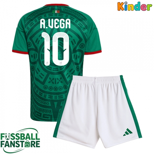 Mexiko Alexis Vega #10 Replik Heimtrikot Kinder WM 2026 Kurzarm (+ Kurze Hosen)